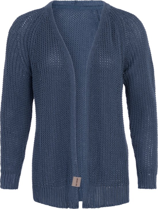 Daisy Short Knitted Women's Cardigan - Cardigan printemps-été - Cardigan pour femme composé à 80% de coton recyclé - Jeans - 40/42