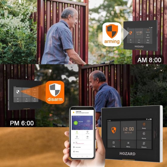 Hozard® Alarmsysteem Pakket A V2.1 - WiFi & 4G Smart Home Beveiligingssysteem - Touchscreen – Slim Keypad