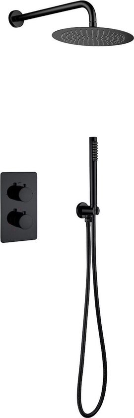 WEBO Atlanta regendoucheset - Inbouw - Mat zwart - Doucheset - 25cm - Stortdouche - Complete doucheset - Handdouche