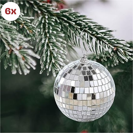 3 Stuks Zilver Discoballen - Kerstversiering - Kersthangers - Kerstboomversiering - 8cm