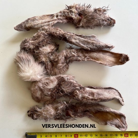 Konijnenoren hond - Konijnenoren met haar - 2 kilo - honden snacks - honden snoepjes