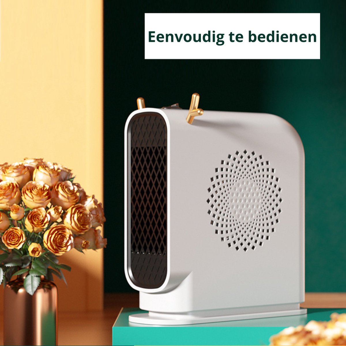Elektrische Kachel - Haard - Heater - Mini Kachel - Winter Kachel - Infrarood Verwarmingspaneel - Geel – foto 2