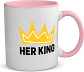 Akyol - her king koffiemok - theemok - roze - Koning - iemand die zich voelt als een koning - valentijnsdag - verjaardag - cadeautje voor vriendje - kado - geschenk - 350 ML inhoud