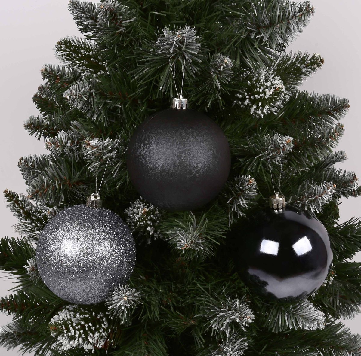 Antraciet kerstballen, set grote kerstballen, kerstboomversiering 10 cm