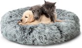 CALIYO Hondenmand Donut - Kattenmand 100 cm- Fluffy Hondenkussen - Geschikt voor honden/katten tot 80 cm - Gradiënt grijs