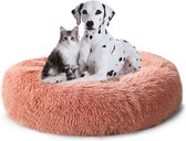 CALIYO Hondenmand Donut - Kattenmand 100 cm- Fluffy Hondenkussen - Geschikt voor honden/katten tot 80 cm - Roze