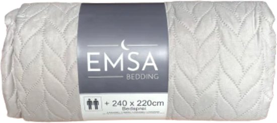 Emsa Couvre-lit 2 personnes 240x220 cm avec 2 taies d'oreiller gris