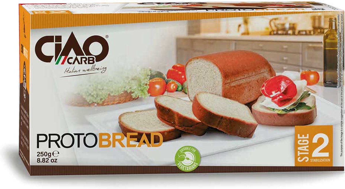 Ciao Carb | Protibrood Wit | Protobread | 1 x 250 gram | Koolhydraatarm Brood