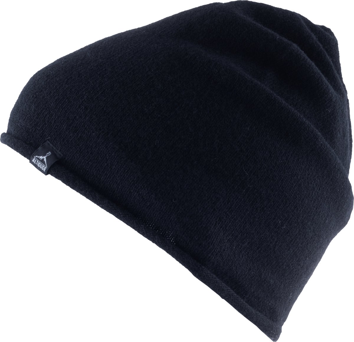 Altidude EDGE Unisex opgerolde rand normale pasvorm dubbele laag Buitenkant: 80% scheerwol lamswol 20% polyamide // Voering: 100% scheerwol merino Zwart