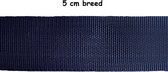 Tassenband - Per 3 meter - 50 mm breed - Donker blauw - Hobbyband - Nylonband - Banden - Polyesterband - Sterke nylonband - PP band - Hobby - Naaien