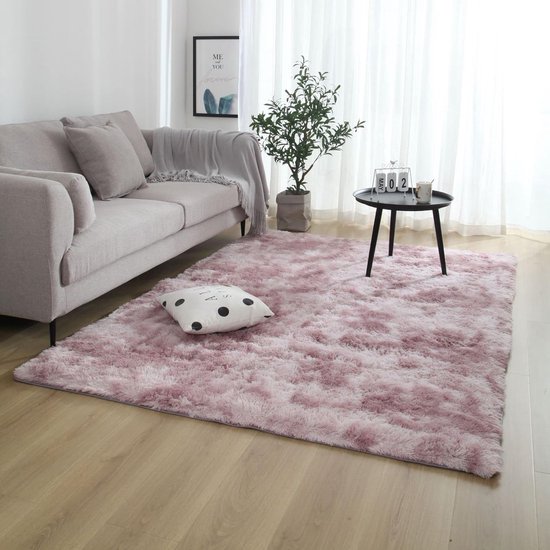 pluizige tapijten, zacht pluizig tapijt, antislip vloerkleden, dik vloertapijt, mat voor woonkamer, slaapkamer (roze, 150 x 240 cm)