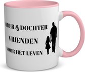 Akyol - vader en dochter vrienden voor het leven koffiemok - theemok - roze - Vriend - vader/dochter - vader cadeautjes - vaderdag - verjaardag - geschenk - kado - vader artikelen - dochter artikelen - dochter verjaardag - 350 ML inhoud