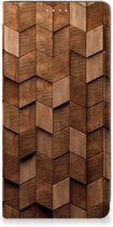 Book Wallet Case geschikt voor Samsung Galaxy S23 Wooden Cubes