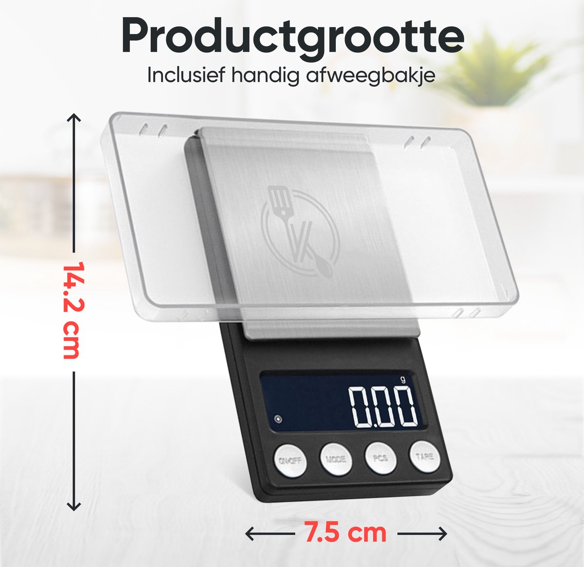 Kitchenwell digitale mini precisie keukenweegschaal - 0,01 tot 200 gram - 14.2 x 7.5 cm - pocket scale USB oplaadbaar - weegschaal keuken - zwart — cadeau in Kookcadeaus - foto 2