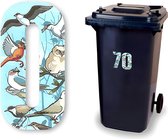 Huisnummer kliko sticker - Nummer 0 - Vogels - container sticker - afvalbak nummer - vuilnisbak - brievenbus - CoverArt