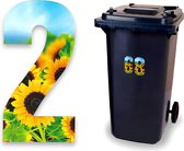 Huisnummer kliko sticker - Nummer 2 - Zonnebloem - container sticker - afvalbak nummer - vuilnisbak - brievenbus - CoverArt