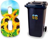 Huisnummer kliko sticker - Nummer 8 - Zonnebloem - container sticker - afvalbak nummer - vuilnisbak - brievenbus - CoverArt