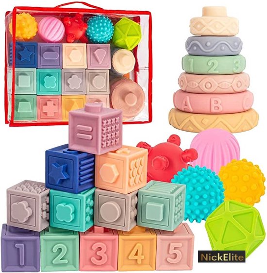 NickElite - Speelgoed - Montessori speelgoed - Blokken - (bijt)Ringen -  Ballen -... | bol