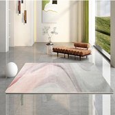 Vloerkleed , Tapijt, imitatie, kasjmier, tapijt, moderne woonkamer, slaapkamer, gang, tapijt, zacht, antislip, binnentapijt, wasbaar, abstract (grijs/roze, 120 x 160 cm)
