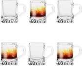 Glasmark Shotglaasjes/borrelglazen - mini bierpeul - transparant glas - 6 stuks - 25 ml - shotjes