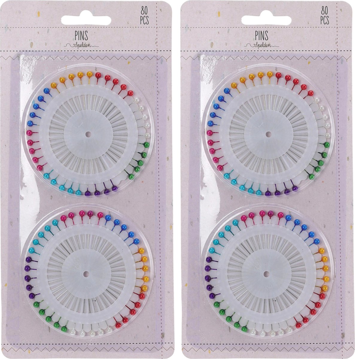 Elegance Spelden met parel kop/kopspelden/naaispelden - 3.6 cm - gekleurd - 160x stuks - hobby spelden