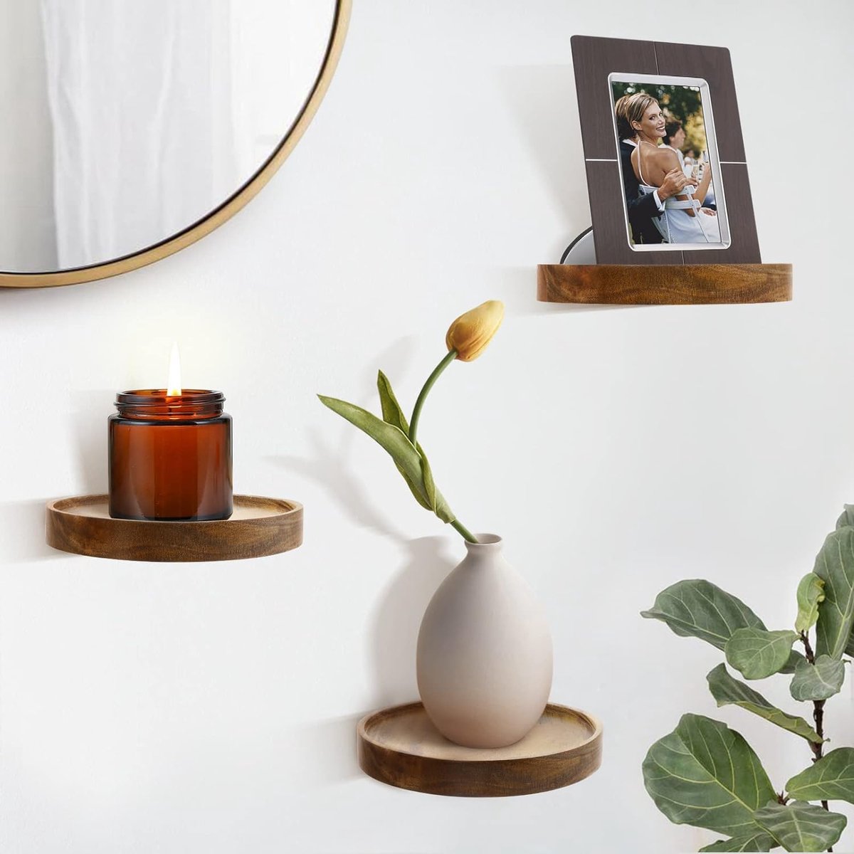 Wandplank In U-vorm, Set Van 3, Zwevende Plank In Vintage Stijl Wandmontage Voor Decoratie Woonkamer Slaapkamer En Kantoor Houtlook Donkerbruin Lws36bx