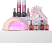 Pink Gellac Gellak Starterspakket Premium Elegant met 4 kleuren en LED lamp - Gel Nagellak, Gel Lak, Gelnagels - Manicure Set