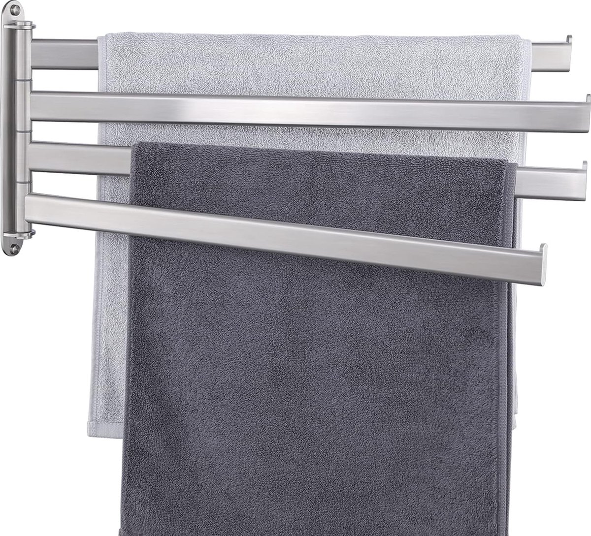 Handdoekhouder draaibare handdoekstang 4 armen badkamer roestvrij staal badhanddoekhouder 50 cm 180 ° rotatie geborsteld