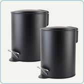 Nordix Pedaalemmer - 3 Liter - 2 Stuks - Badkamer - Toilet - Zwart - Metaal