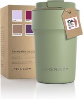 LARS NYSØM - 'Bevægelse' Thermos Coffee Mug-to-go 380ml - BPA-vrij met Isolatie - Lekvrije Roestvrijstalen Thermosbeker - Sage