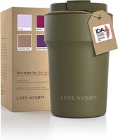 LARS NYSØM - 'Bevægelse' Thermos Coffee Mug-to-go 380ml - BPA-vrij met Isolatie - Lekvrije Roestvrijstalen Thermosbeker - Olive