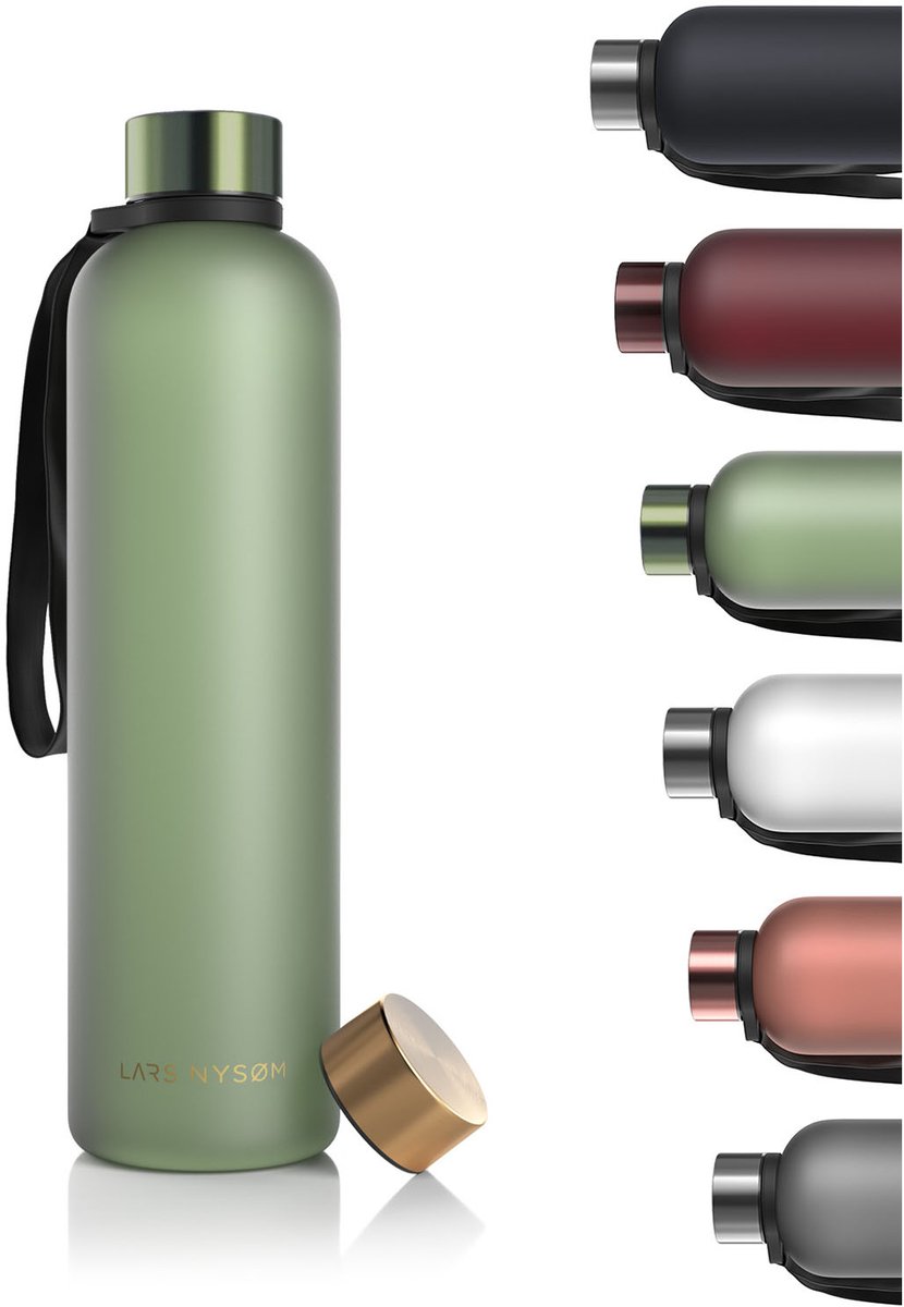 LARS NYSM Roestvrijstalen drinkfles 1000ml | Geïsoleerde fles 1 Liter | Lekvrije waterfles voor sport, fiets, hond | Thermosfles (Blush Rose, 1000ml