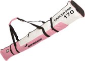 BRUBAKER Skitas - Voor 1 paar Ski's & Stokken - Gevoerd - Zware Kwaliteit - Scheurvast - Skihoes - Verstelbare draag/schouderbanden - 170 cm - Roze/Wit