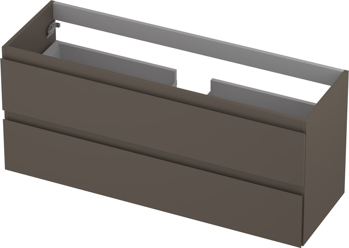 INK® wastafelonderkast 2 laden greeploos gelakt 120x40x52cm, mat taupe