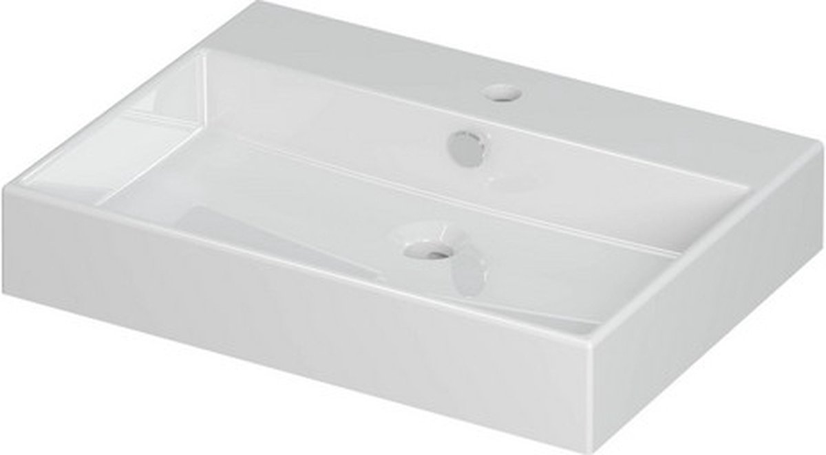 INK® Unlimited wastafel porselein met 1 kraangat, 60x45x11cm, glans wit