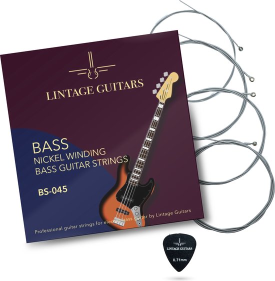 Lintage Guitars® - BS-045 Jeu de cordes pour guitare basse - Enroulement au  nickel 