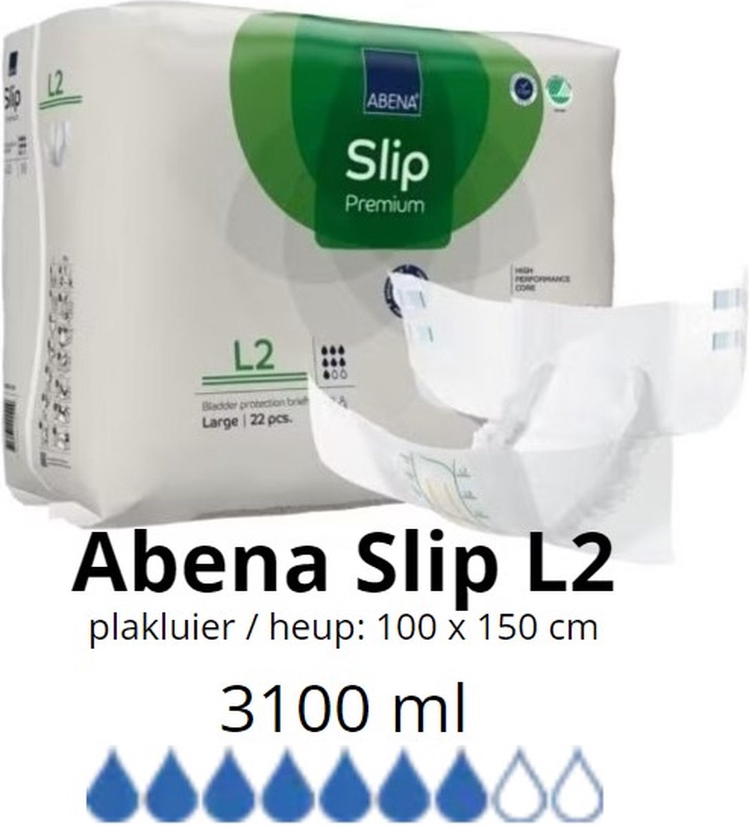 Goedkoopste ABENA Incontinentie Slip Premium L2 - Eendelig Verband ter Bescherming van Zwaar Urineverlies en (Dunne) Ontlasting - Perfecte Aansluiting door Flexibele Sluitstrips - 22 Stuks