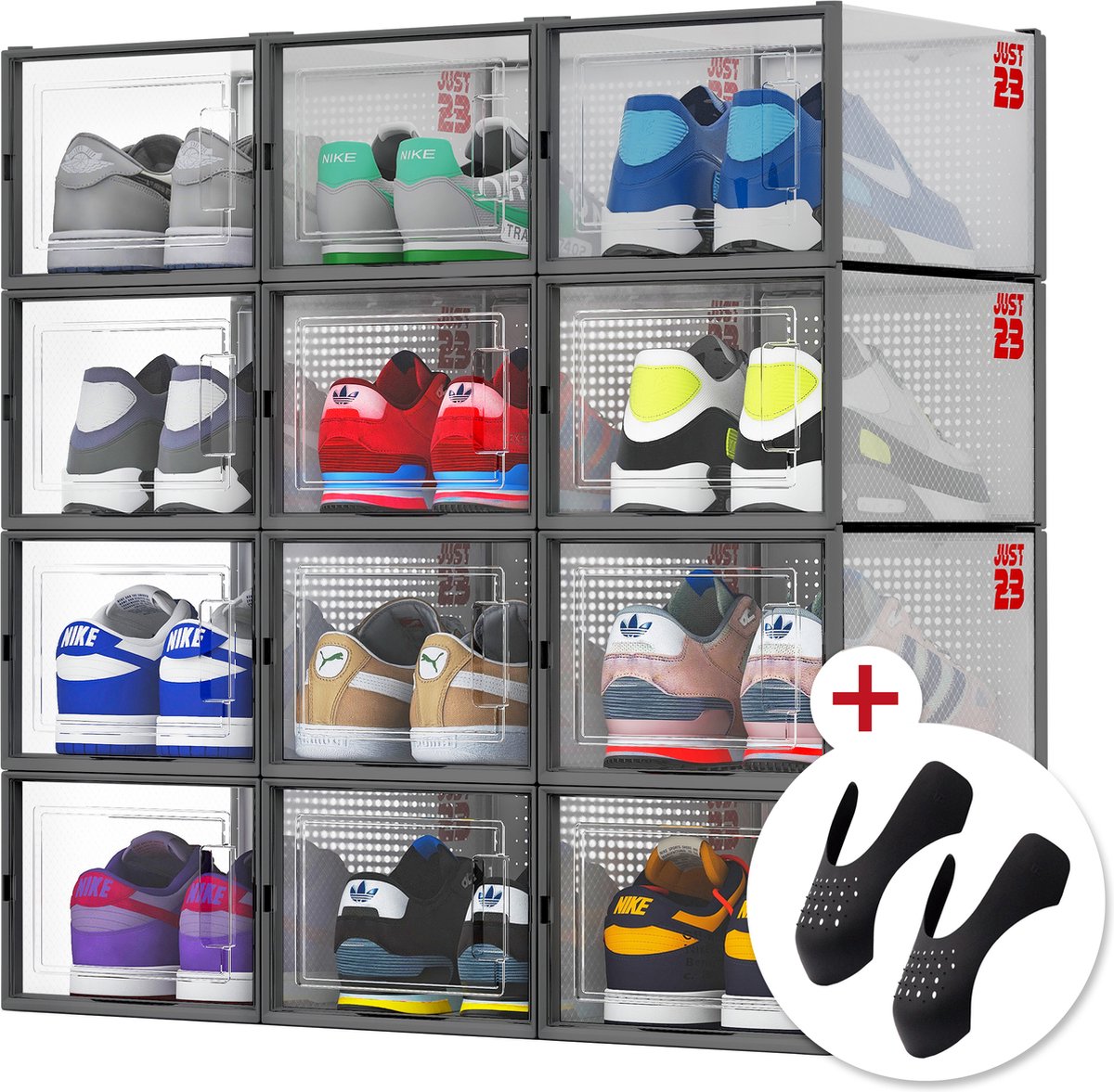 Buxibo - Boîte à Chaussures Pliable - 8 Boîtes à Chaussures Transparentes -  Show Box 
