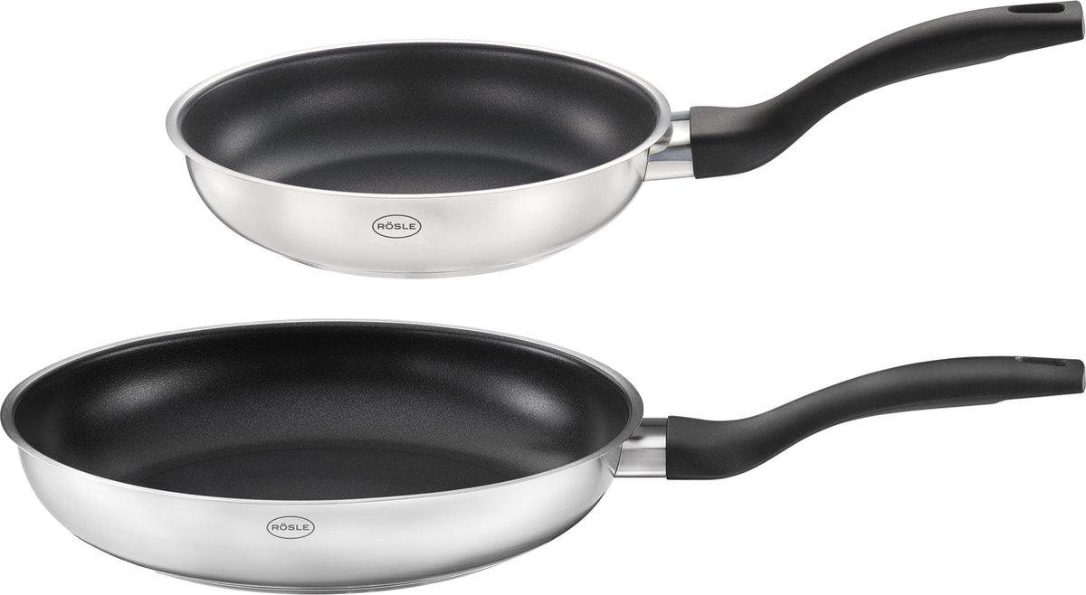 Rösle Basic Line - Basic Line Koekenpan ø 20 ø 24 cm Set van 2 Stuks - Roestvast Staal - Zilver