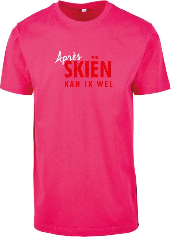 T-shirt hibiskus pink XXL - Aprés skiën kan ik wel - soBAD. | Foute apres ski outfit | kleding | verkleedkleren | wintersport t-shirt | wintersport dames en heren