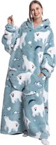 Couverture à capuche avec manches - Onesie - Blanket polaire - Femmes - Hommes - Enfants - Plaid - Couverture câline - Extra Soft - Ours polaire