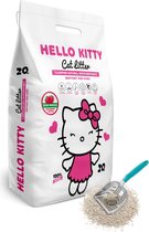 HELLO KITTY 20LT FIJNKORRELIGE WITTE BENTONIET AARDBEI GEURENDE KATTENBAKVULLING