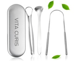 Vita Curis - Professionele Tongschraper - Mondverzorging - 100% Antibacterieel Chirurgisch Staal - Tongreiniger - Tong schraper