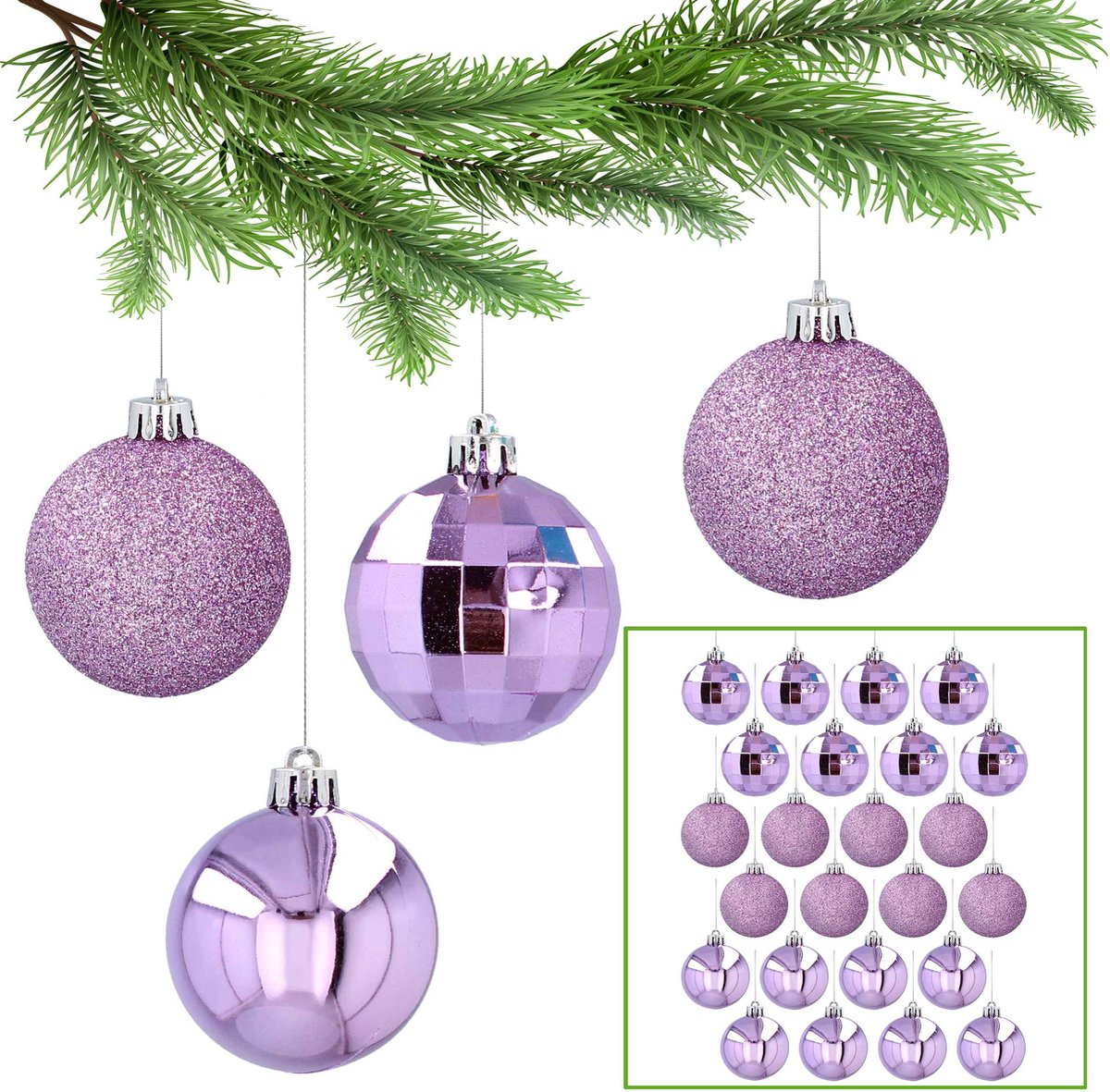 Boule De Noël En Plastique Incassable Kaemingk - Diamètre 14 Cm, Blanc, Avec Cordon De Suspension