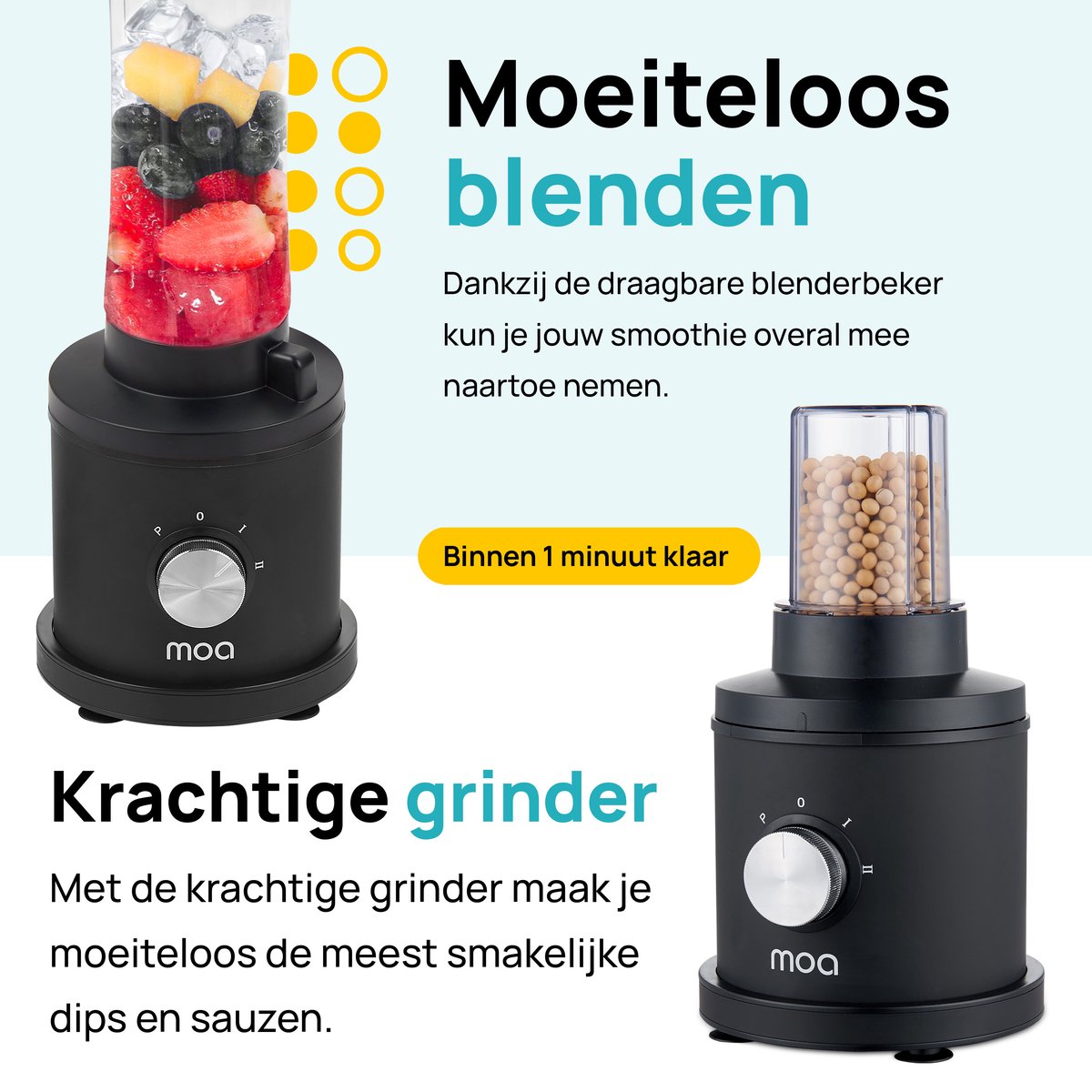 MOA Foodprocessor - 5-in-1 - Compacte 0,5L Keukenmachine - Zwart thumbnail 7