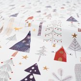 100 meter inpakpapier kerst - cadeaupapier - inpakpapier met kerstbomen hoogglans wit
