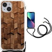 Stevig Telefoonhoesje Geschikt voor iPhone 14 Plus Wooden Cubes