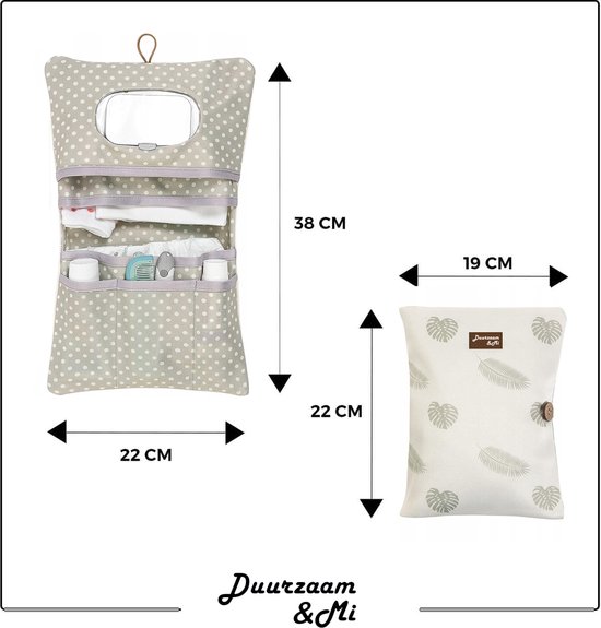 Duurzaam&Mi - Luiertas - duurzaam - aankleedkussen - organizer - vuil afstotende -make-uptas - 38 x 22 cm - Cosmeticatas - kleine luiertas - v'r onderweg - mama's - luiers - crème - babyorganizer -reizen - handig - netjes - Maximaliseer je ruimte van Duurzaam&Mi — afbeelding 3