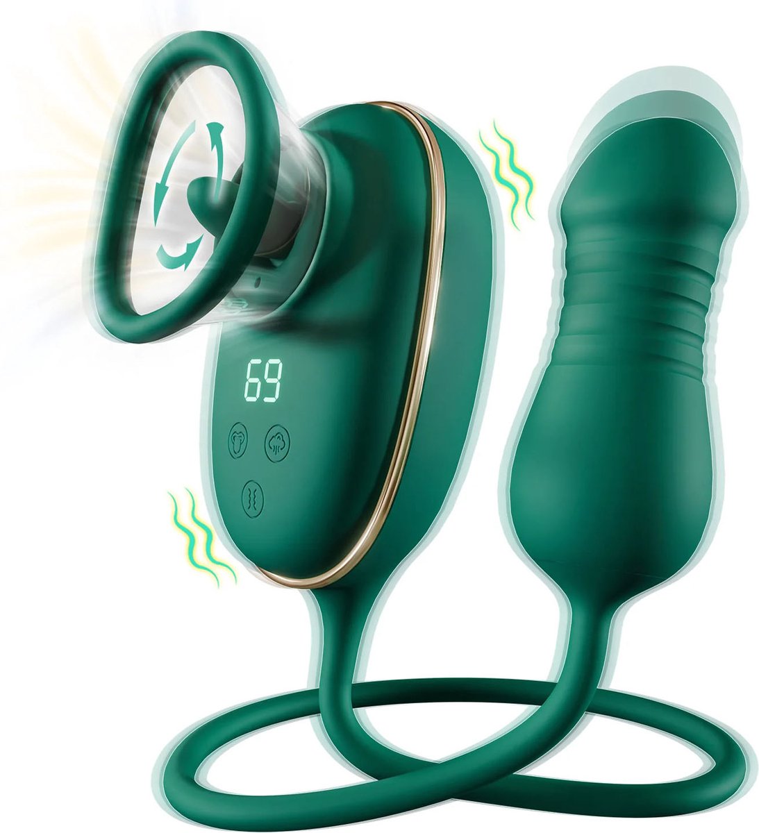 Goedkoopste Clitoris, Tepel, G-spot en Anale luchtdruk vibrator - 4 in 1 - Likken - Zuigen - Trillen - USB oplaadbaar - 30 verschillende standen - Thursting
