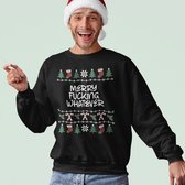 Bad Christmas pull - Couleur Zwart - Merry Fucking Which - Taille 2XL - Unisex Fit - Costumes de Noël pour femmes et hommes
